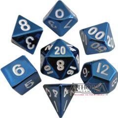 16mm Blue Painted Metal Polyhedral Dice Set